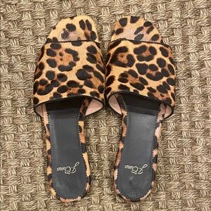 J. Crew Leopard Print Calf Hair Sandals